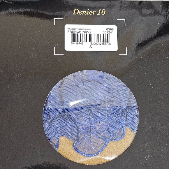 Honey Birdette Whitney Navy Blue Garter Stockings Thigh Highs Size S - Picture 4 of 4